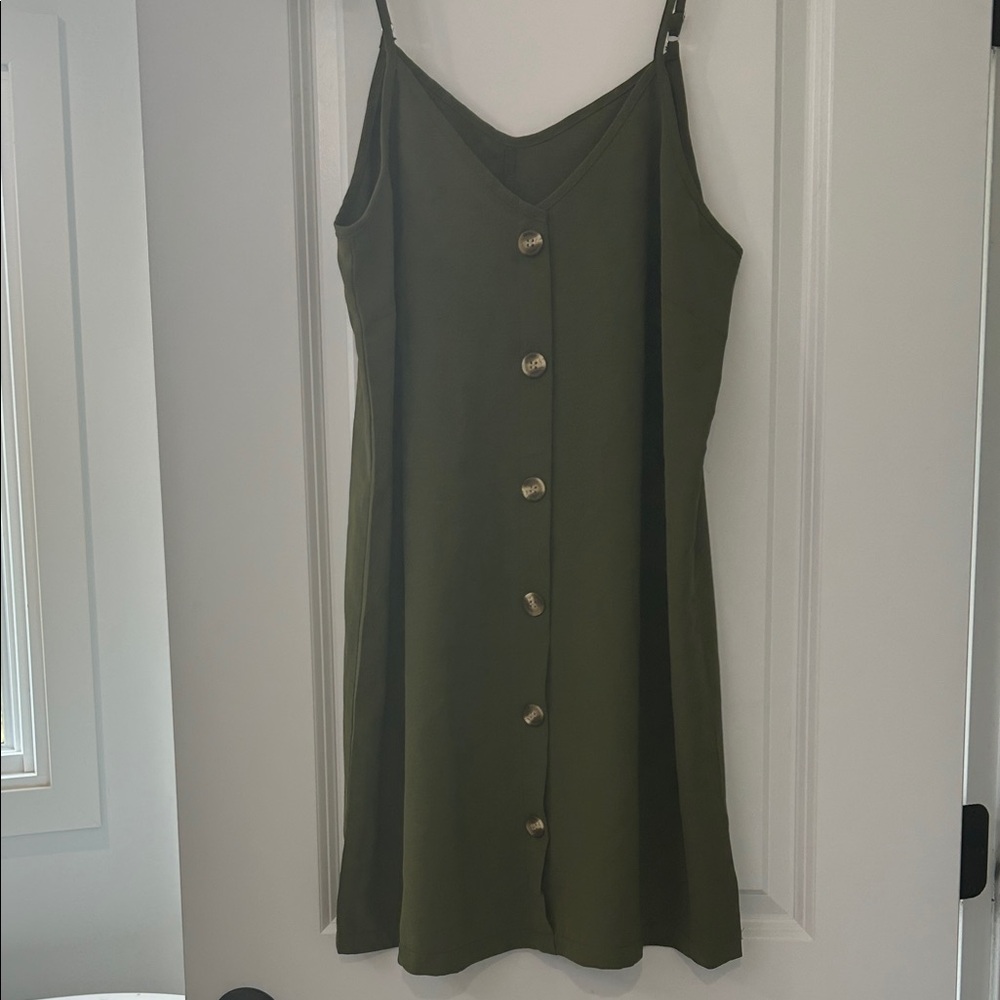 Olive Green Button-Down Dress